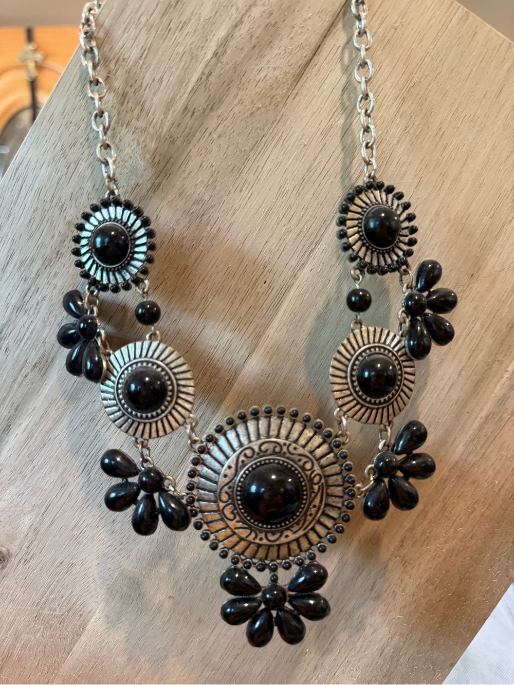 Maurices Silver-Tone Statement Necklace with Black Accents
